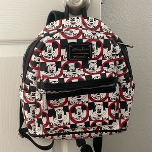LIKE NEW DISNEY PARKS LOUNGEFLY CHECKERED MICKEY MOUSE MINI BACKPACK